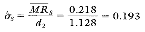 Estimate of the process standard deviation