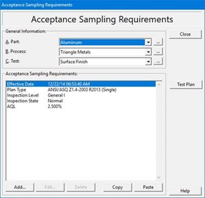 Acceptance Sampling Requirements
