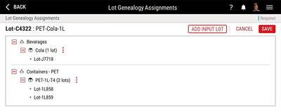 Sample Lot Genealogy Assignments