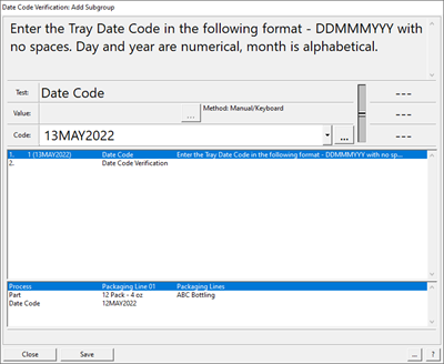 Date Code Verification test