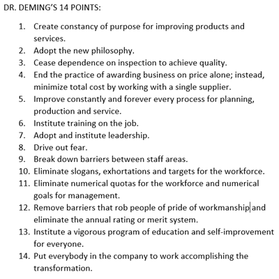 Dr. Deming's 14 Points