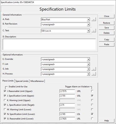 Specification Limits
